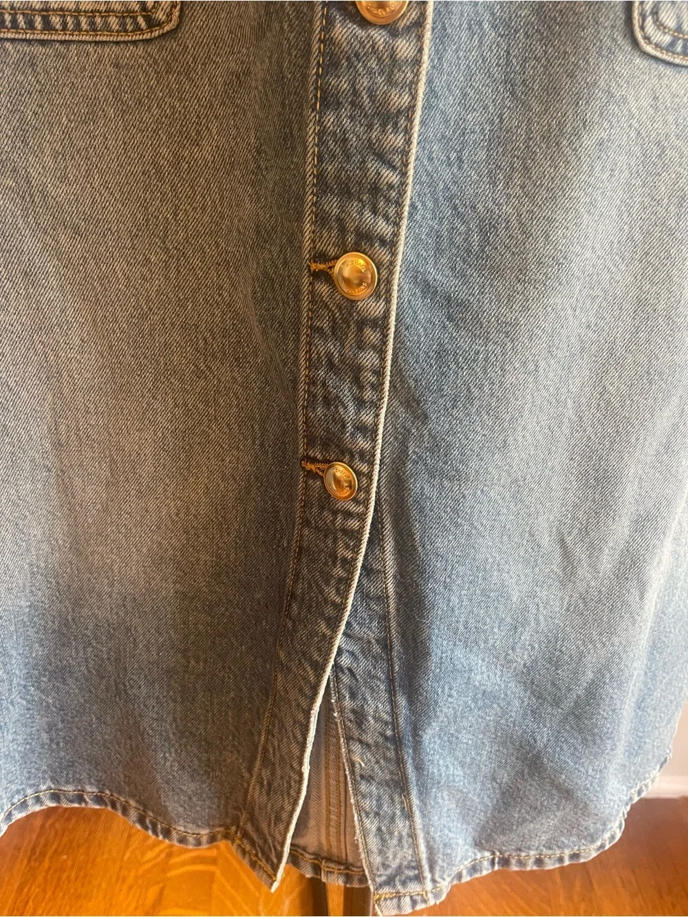 Michael Kors Jean Skirt Gold Button-Front Denim Skirt